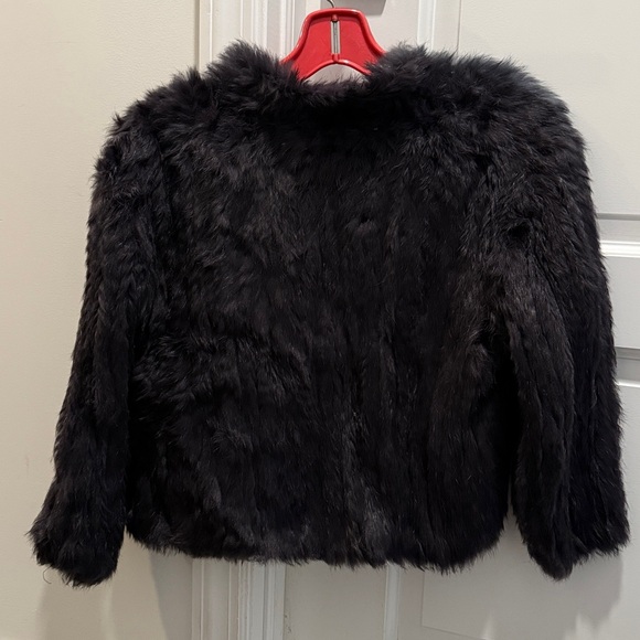 June Black Rabbit Fur Cropped Jacket - Picture 2 of 8